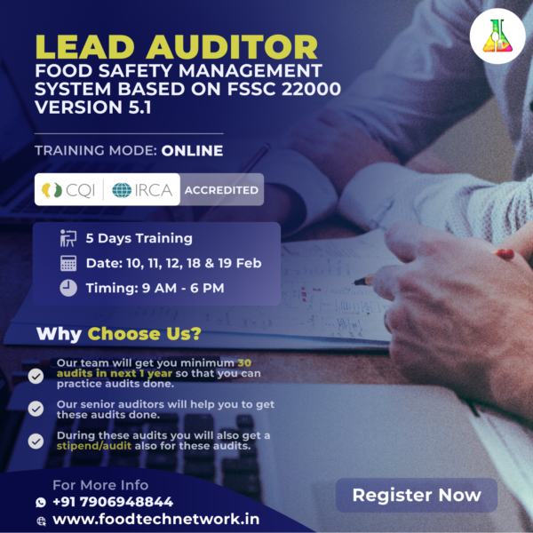 Lead Auditor Training Program on FSMS based on FSSC 22000 Version 5.1 ...