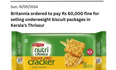 Britannia ordered to pay Rs 60,000 fine for selling underweight biscuit packages in Kerala’s Thrissur
