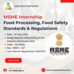 MSME INTERNSHIP FOOD TECHNOLOGY INTERNSHIP FOOD PROCESSING INTERNSHIP FOOD SAFETY INTERNSHIP